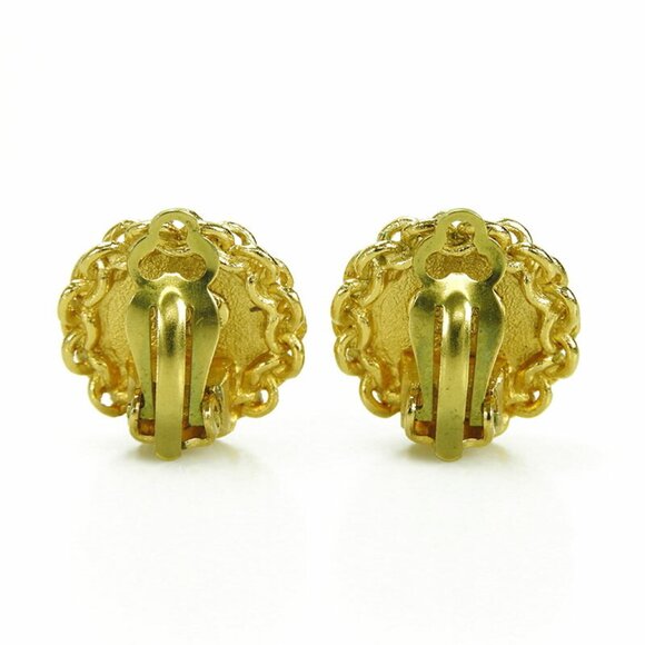 CHANEL Authentic Vintage Gold Logo Earrings